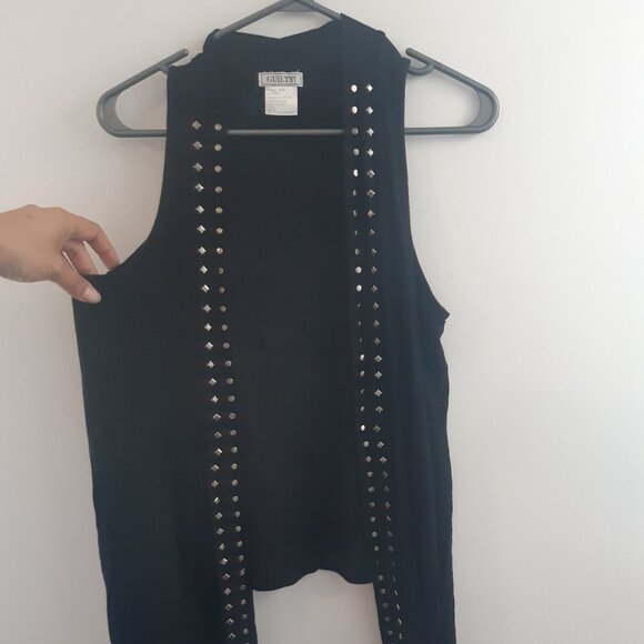 Cardigan Open Sleeveless Jacket Black Lightweight without closure - Picture 5 of 5